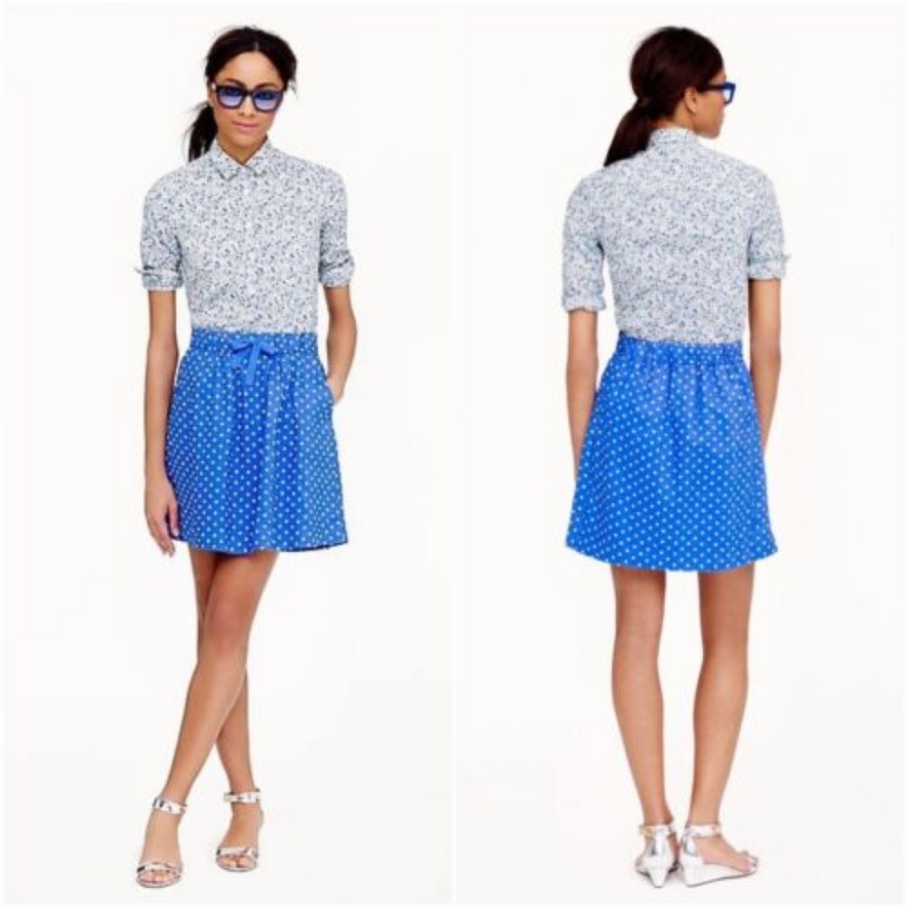 J Crew polka-dot linen skirt